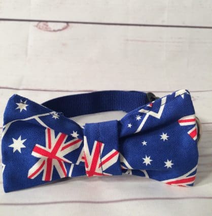 Australia Day dog or cat collar with removable bandana or bow tie