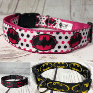Batman Dog Collar in yellow or pink