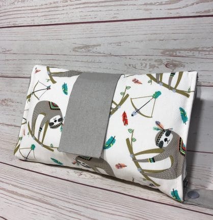 handmade white and gery slot nappy wallet diaper clutch