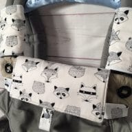 White woodland fox Ergo 360 carrier handmade suck pads for dribbling new baby, drool pads baby shower gift for new mum