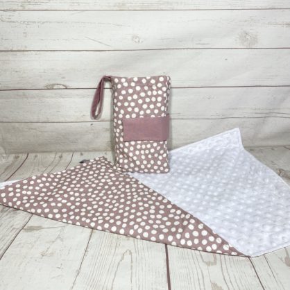 Dusty pink nappy wallet anc change mat set