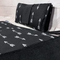black and white arrow nappy wallet and change mat set