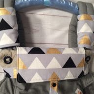 Large gold, grey triangles Ergo 360 teething pads, drool pads and Bib cover for Ergo, Manduca, Lillebaby