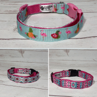 Dog Collar in mint green and aztec