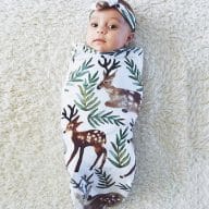 Cotton baby swaddle sleeping bag plus headband