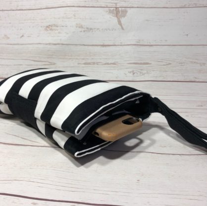 black and white stripe diaper clutch