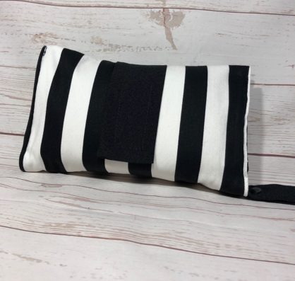 black and white stripe diaper clutch