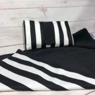 black and white stripe nappy wallet and change mat set