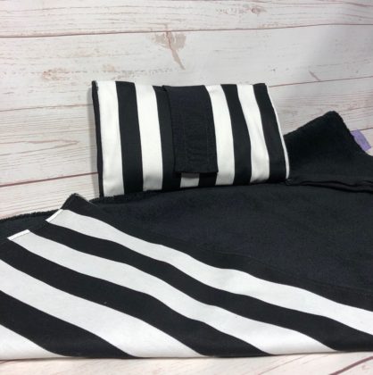 black and white stripe nappy wallet and change mat set
