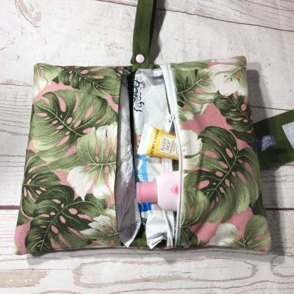 pink green leaf nappy wallet