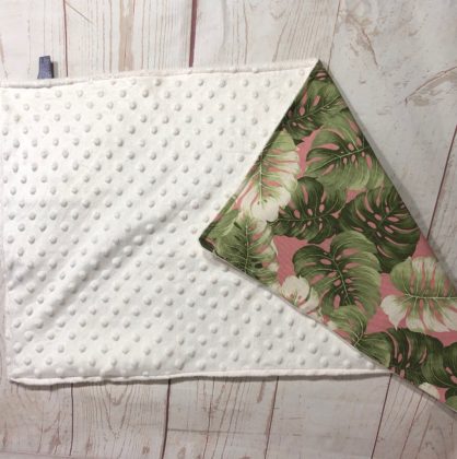 pink green leaf baby change mat