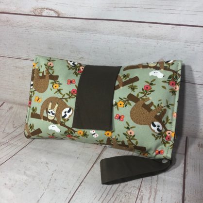 green sloth nappy wallet