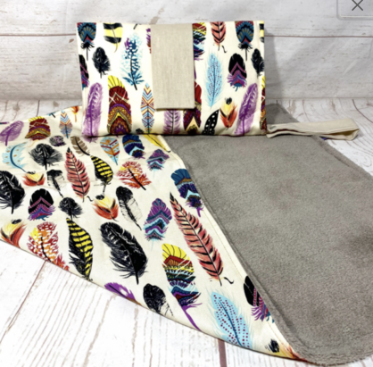 beige feather nappy wallet