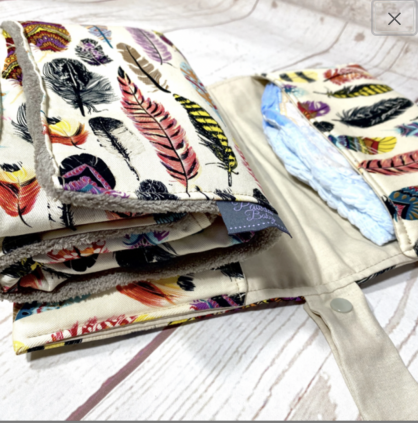 Beige feather Nappy wallet and change mat set - Image 3