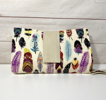 beige feather nappy wallet